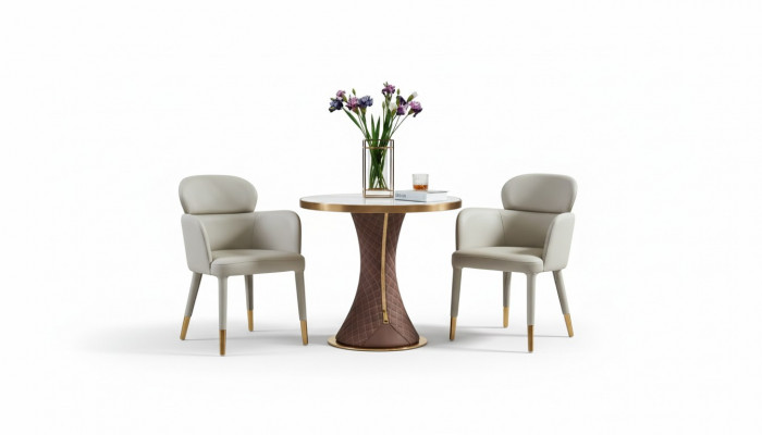 Eettafelset met fauteuils en stoelen, 3-delige groep. Italiaanse stijl.