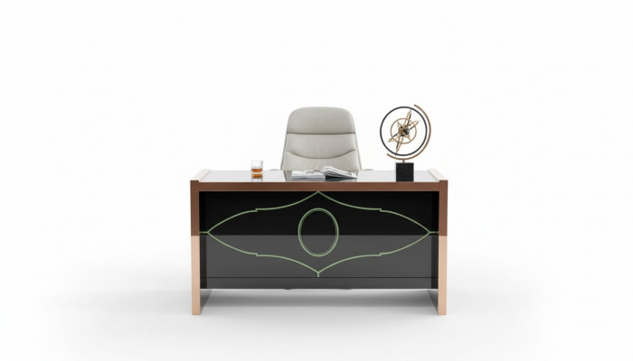 Tafel Stoel Kantoor Schrijftafel Zwart Kantoor Inrichting Meubels Luxe 2 stuks