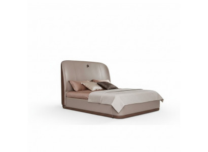 Bed 2x bedside table leather wood bedroom leather bed modern design furniture