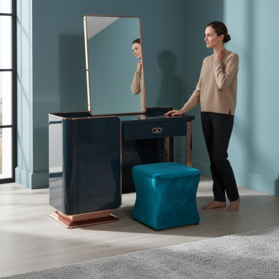 Poef Blauw Textiel Slaapkamer Nieuw Creatief Modern Ontwerp Meubels Luxe Stof