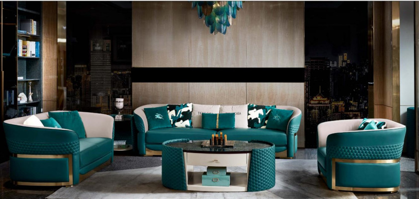 Sofagarnituur Chesterfield gestoffeerde bank bankstel 3+1 set leer textiel stof