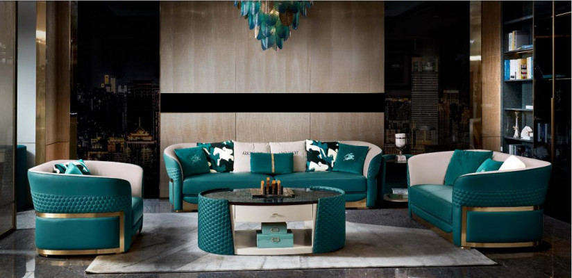 Sofagarnituur Chesterfield gestoffeerde bank bankstel 3+1 set leer textiel stof