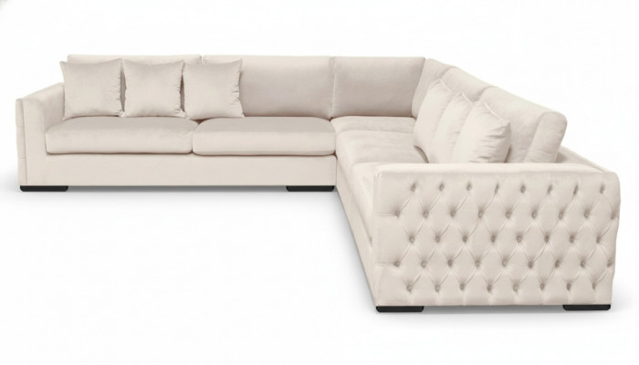 Hoekbank Beige Woonkamer Bankstel Hoekgarnituur Bekleding Fluweel Meubel Design Stof Nieuw