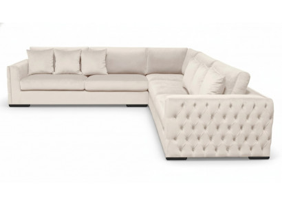 Hoekbank Beige Woonkamer Bankstel Hoekgarnituur Bekleding Fluweel Meubel Design Stof Nieuw