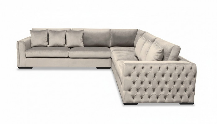 Hoekbank Beige Woonlandschap Bankstellingset Bekleding Nieuw Fluweel Meubelontwerp