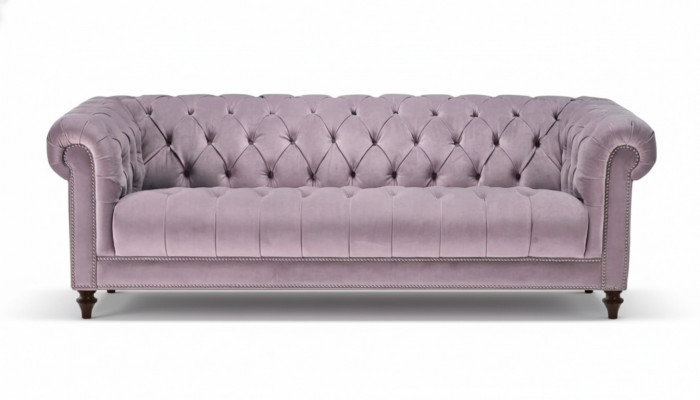 Paarse driezits stoffen Chesterfield-designbanken gestoffeerde banken origineel fluweel