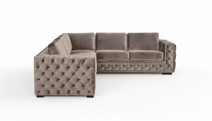 Chesterfield bank luxe fluweel stof banken sofa set knopen bekleding nieuw Beige