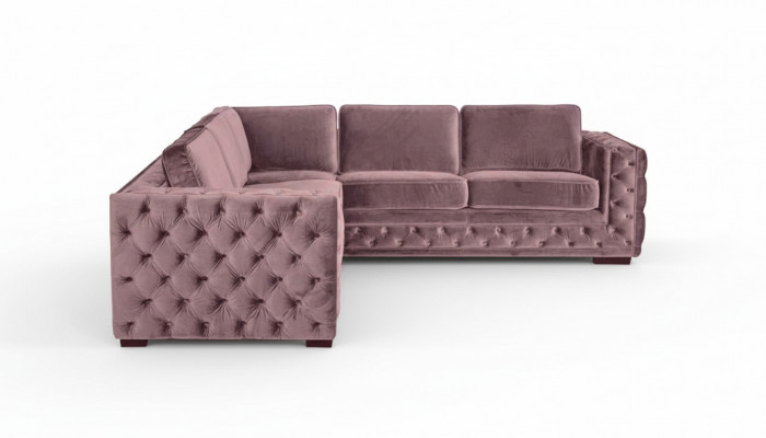 Hoekbank Rosa Fluweel Woonlandschap Bank Hoekset Bekleding Oudroze Meubel Design