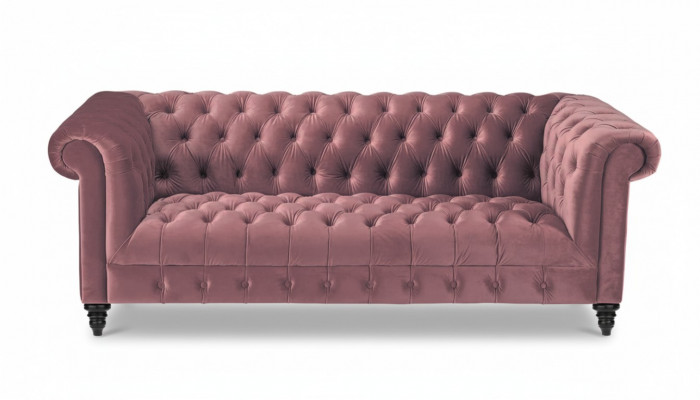 Fuchsia fluwelen bank Luxe Chesterfield-meubels Bank met knopen Driezits