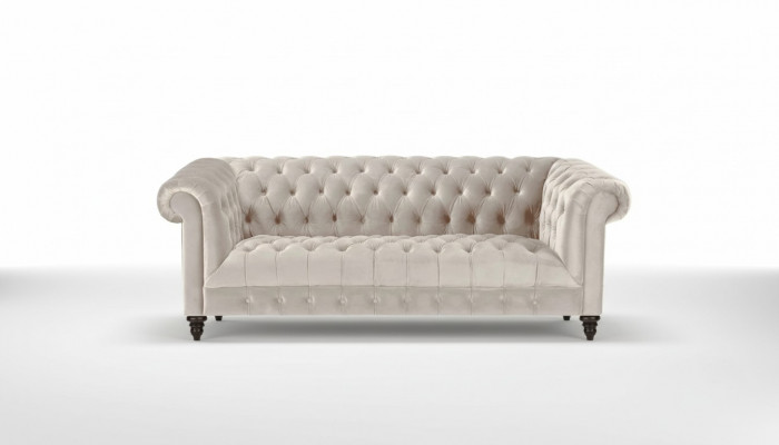 Chesterfield Beige fluwelen bank Luxe gestoffeerde meubels Bank met knopen Driezitsbank