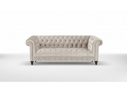 Chesterfield Beige fluwelen bank Luxe gestoffeerde meubels Bank met knopen Driezitsbank