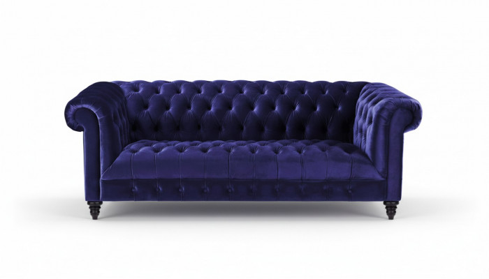 Chesterfield Purple Velvet Bank Luxe gestoffeerd meubelbank met knopen Driezitsbank
