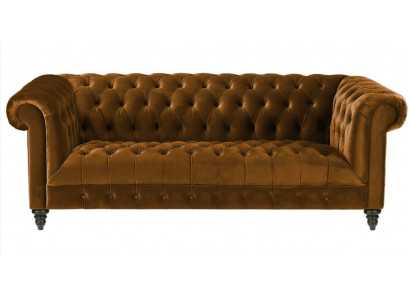 Driepersoons Chesterfield Bruin Stoffen Bank Nieuw Origineel Design Bankstellen Bekleding