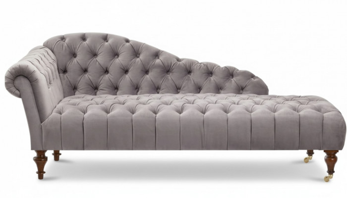 Chaiselongue Klassieke Meubels Beige Woonkamer Bank Stof Chesterfield