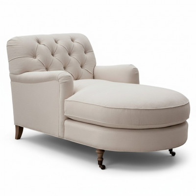 Beige Chaiselongue Chesterfield meubilair ligstoel woonkamer modern