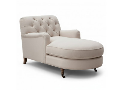 Beige Chaiselongue Chesterfield meubilair ligstoel woonkamer modern