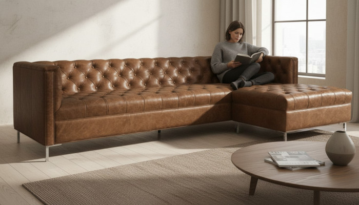 Bruine hoekbank in westerse stijl hoekbank hoekbank bank bankstel bekleding