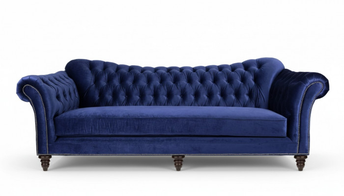 Blauwe Chesterfield woonkamer modern design banken bank ontwerper meubels stof
