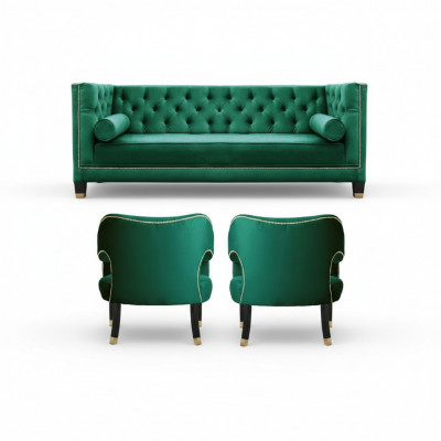 Groene Chesterfield 2-zits Textiel Modern Design Creatieve Meubelbank Set Stof