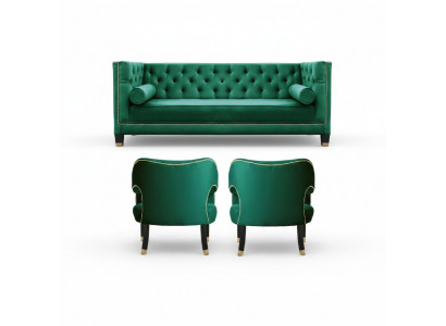 Groene Chesterfield 2-zits Textiel Modern Design Creatieve Meubelbank Set Stof