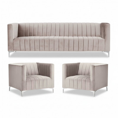 Beige sofa set Chesterfield meubels modern design textiel woonkamer banken