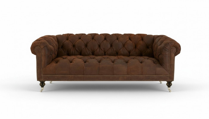 Bruin driezits Chesterfield modern design leren bankstel design meubels fluweel stof
