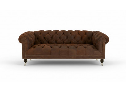 Bruin driezits Chesterfield modern design leren bankstel design meubels fluweel stof