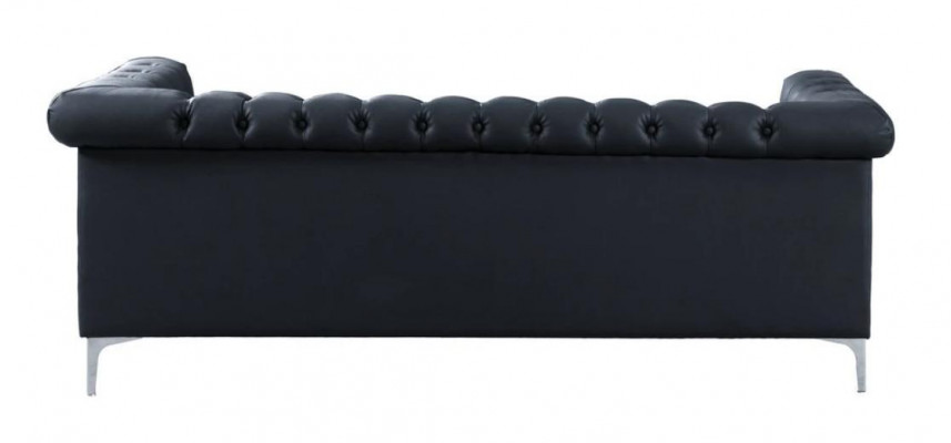 Zwarte driezits Chesterfield moderne designbank van leer, designermeubels