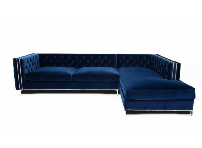 Hoekbank Blauw Woonlandschap XXL Meubelontwerp Bank Hoekopstelling Bekleding Groot Chesterfield.