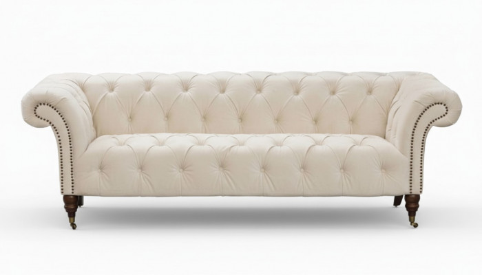 Beige Chesterfield Driezits Modern Design Bank Stoffen Bank Designermeubels