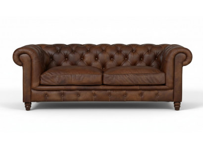 Chesterfield Bruin Driezitsbank Leer Woonkamer Modern Design Banken Sofa Nieuw
