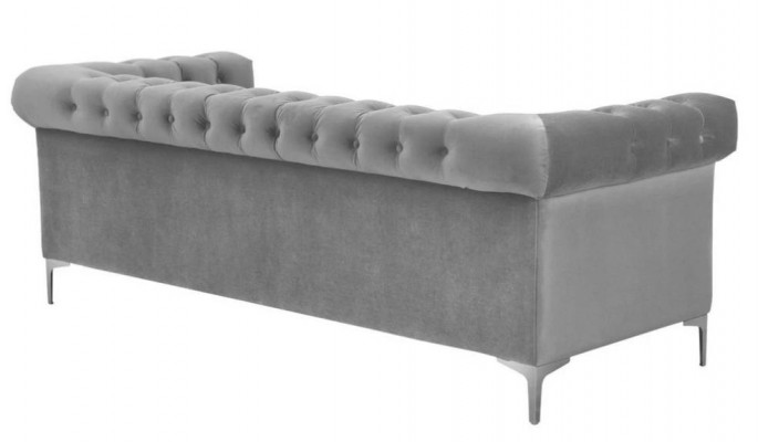 Grijze Chesterfield driezits stoffen woonkamer design bankstellen gestoffeerde banken Nieuw