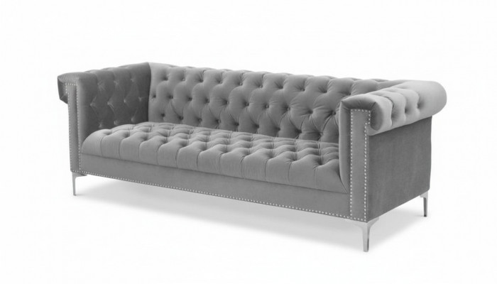 Grijze Chesterfield driezits stoffen woonkamer design bankstellen gestoffeerde banken Nieuw