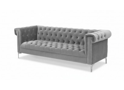 Grijze Chesterfield driezits stoffen woonkamer design bankstellen gestoffeerde banken Nieuw