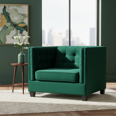 Fauteuil Chesterfield woonkamer modern textiel stof groen creatief meubilair nieuw