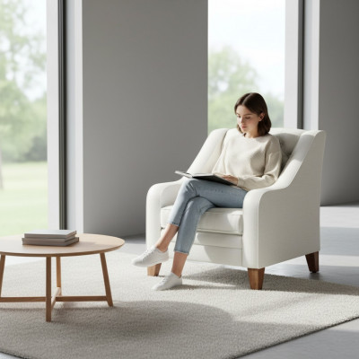 Fauteuil Textiel Stof Wit Creatief Meubels Nieuw Woonkamer Modern Chesterfield