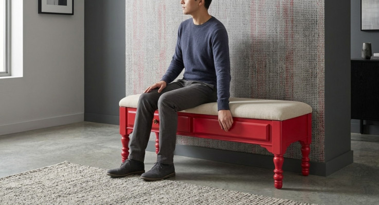 Textiel ontwerper luxe kruk bekleding Amerikaanse zithoek relax bijzettafelbank nieuw.