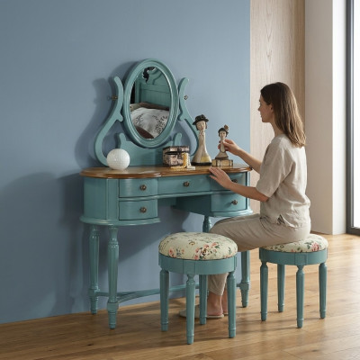 Kaptafel Kruk Console Kaptafels Tafel Consoles Secretaris Spiegel 2-delig
