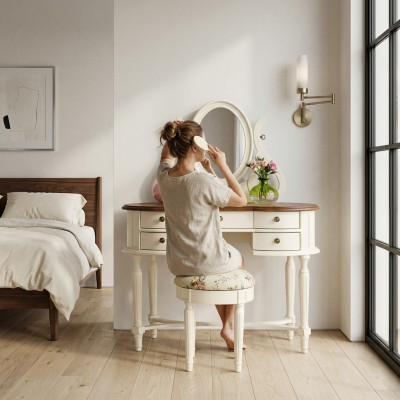 Kaptafel Spiegel Krukje Volledig ladekast Slaapkamer landelijke meubels Console