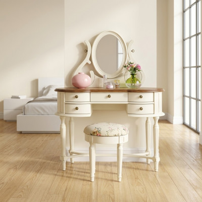 Kaptafel Spiegel Krukje Volledig ladekast Slaapkamer landelijke meubels Console