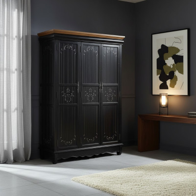 Kledingkast Antieke Stijl Kasten Zwart Landhuis Meubels Slaapkamer Kast