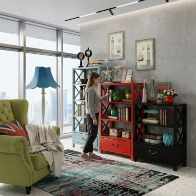 Vitrine Houten Plank Roomdivider Ontwerper Houten Rekken Loft Stijl Kast Rood Set