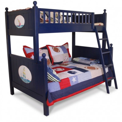 Klassiek kinderbed stapelbed blauw hoogslaper speelbed kinderbed stapelbed