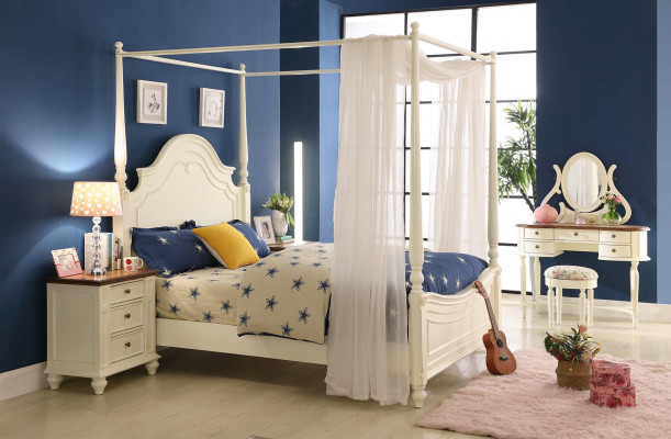 Hemelbed Echt hout Bedontwerp Luxe Bedden Klassieke slaapkamermeubelen Nieuw