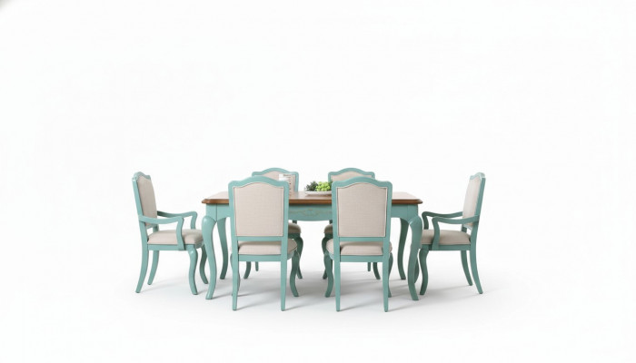 Eetset Eettafel 6 x Stoel Set Set Meubel Tafel Klassieke Eetgroep 7-delig.