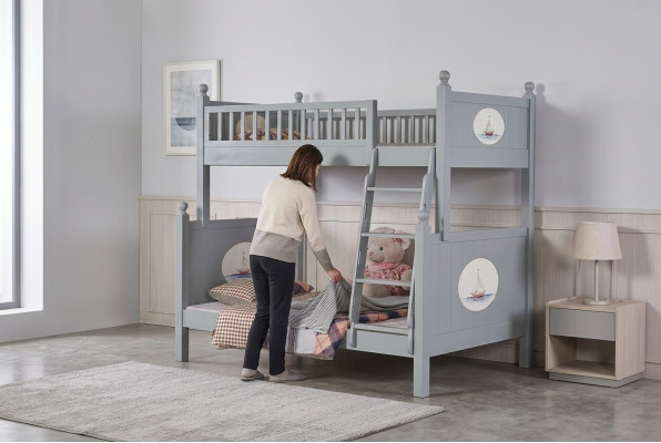Elegante kinderkamerbed stapelbed luxe tienerbed hoog-laagbedden.
