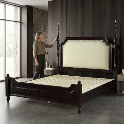 Bed Bekleding Landhuis Luxe Tweepersoons Hotelbedden Slaapkamer Hout