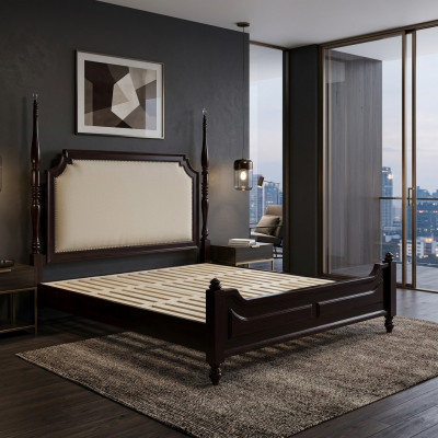 Bed Bekleding Landhuis Luxe Tweepersoons Hotelbedden Slaapkamer Hout