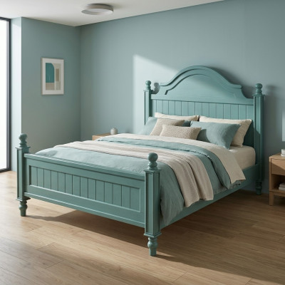 Groen bed Praktisch gestoffeerd bed Luxe tweepersoons slaapkamer designbed Bedden