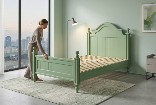 Groen bed Klassieke bedden Landhuis tweepersoonsbed Hotel luxe slaapkamer Nieuw